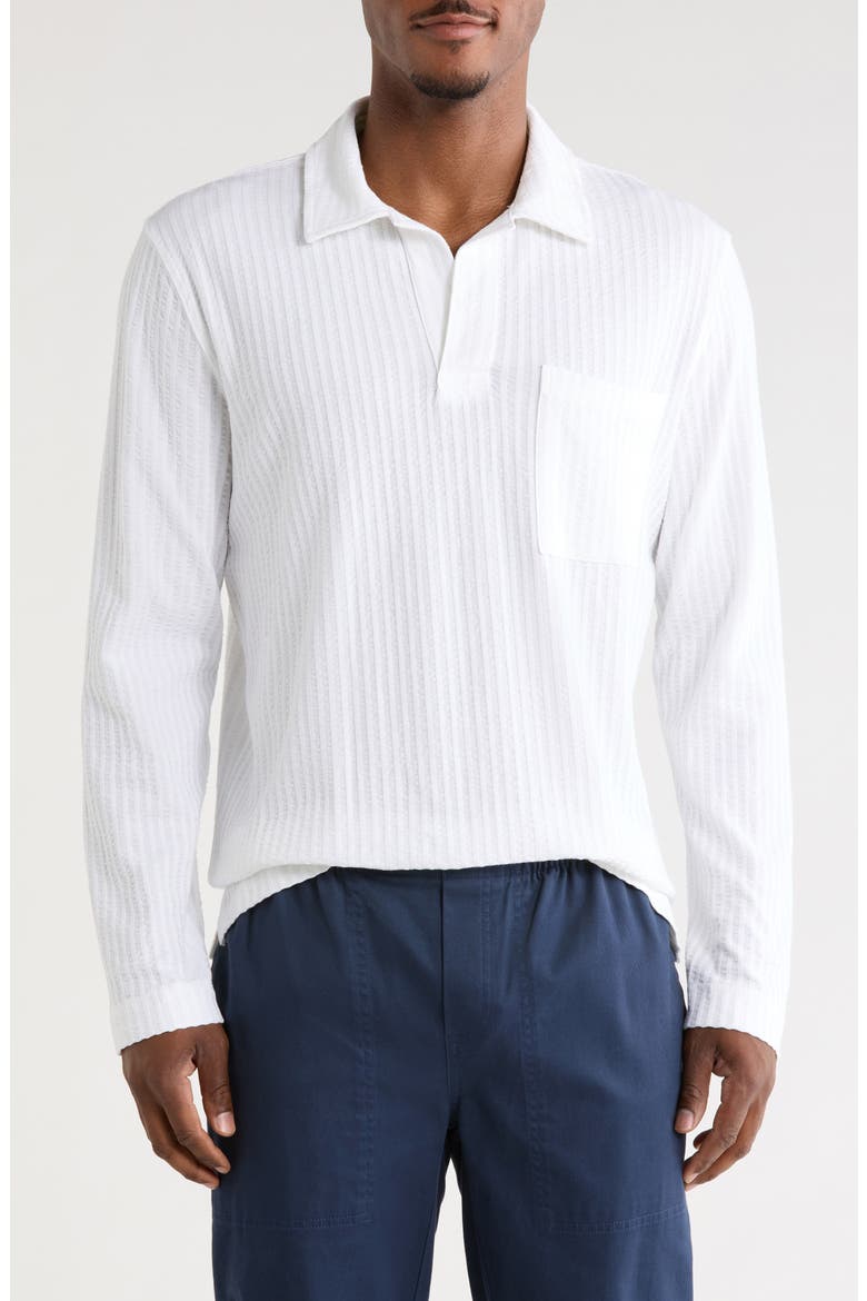 Johnny Collar Knit Seersucker Polo, Main, color, WHITE
