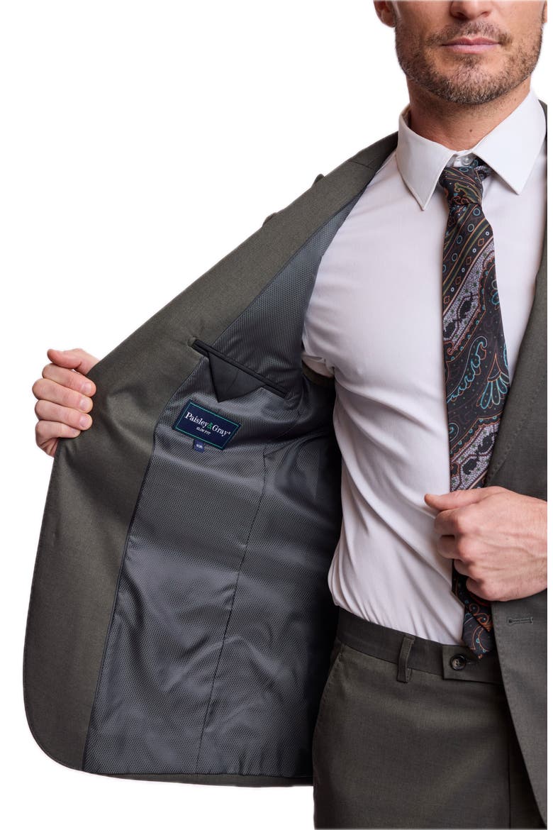 Ashton Slim Peak Suit Jacket, Alternate, color, DARK OLIVE GREEN