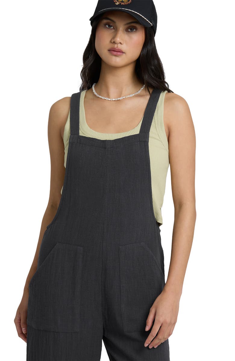 Billabong Pacific Time Cotton Gauze Jumpsuit, Alternate, color, Black Sands