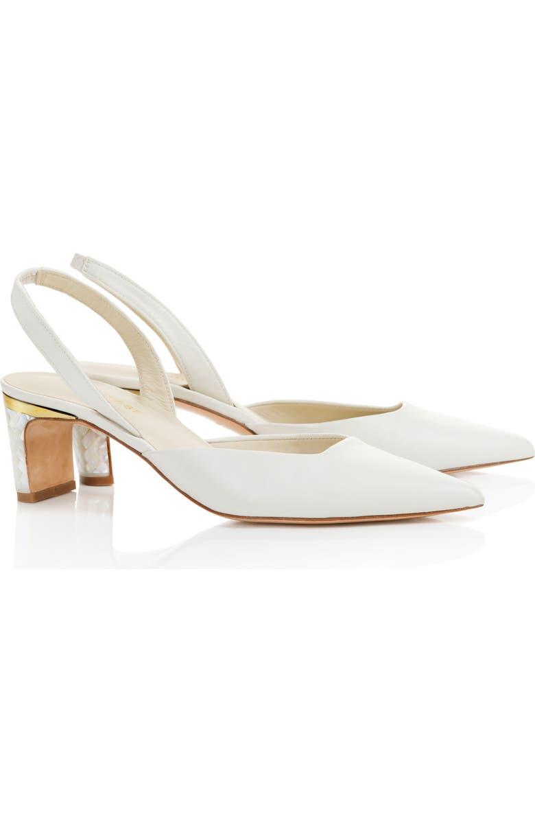 Freya Rose Delphine Pointed Toe Pearl Heel Pump, Alternate, color, Ivory