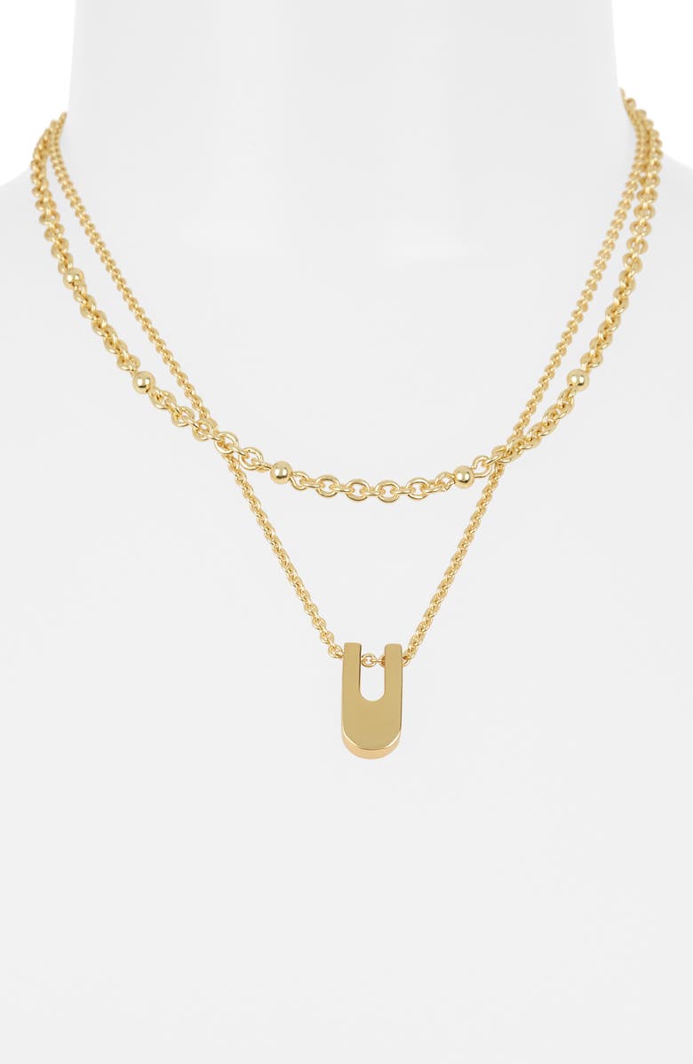 Madewell Cutout Geometric Pendant Necklace, Alternate, color, Vintage Gold