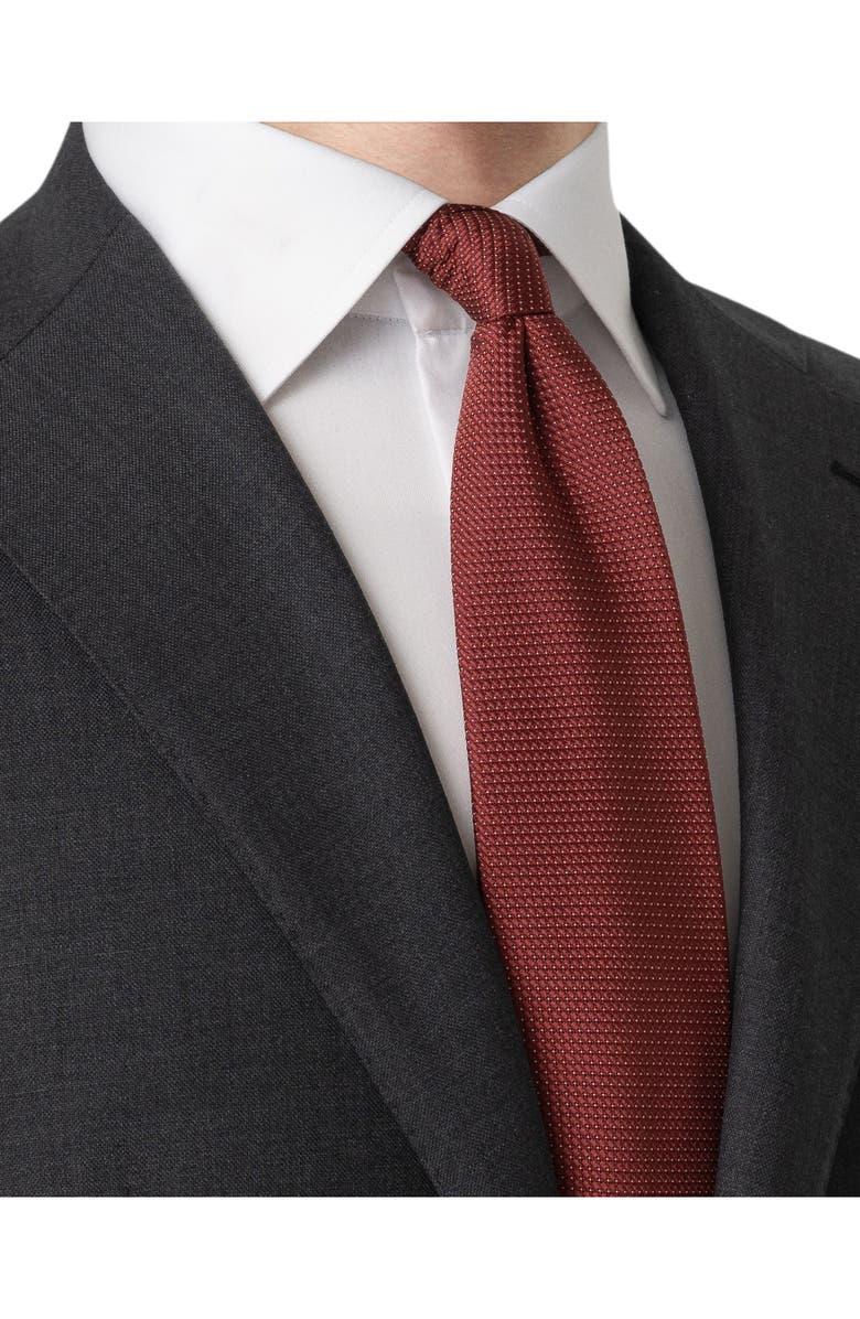 Eton Textured Solid Silk Tie, Alternate, color, Red