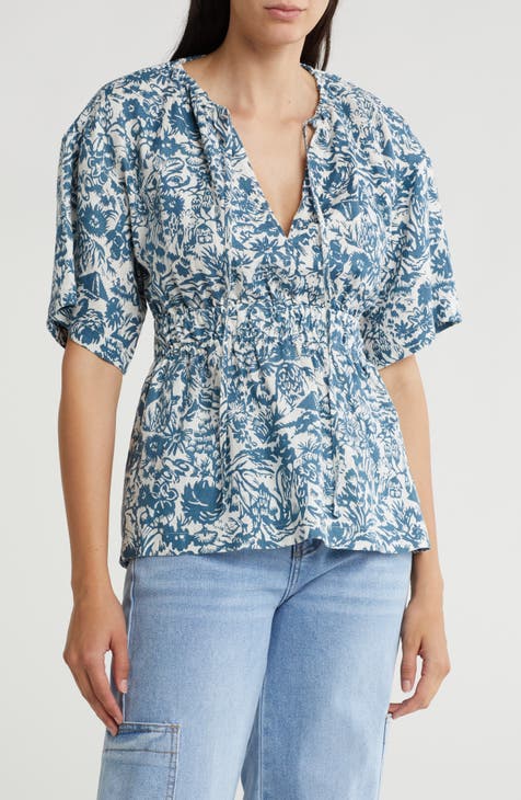 Renae B Print Tie Neck Top