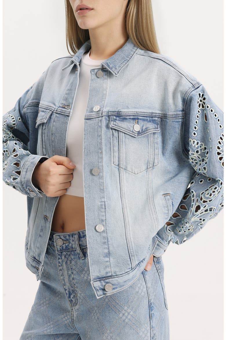 Embroidered Denim Jacket, Alternate, color, GAIA