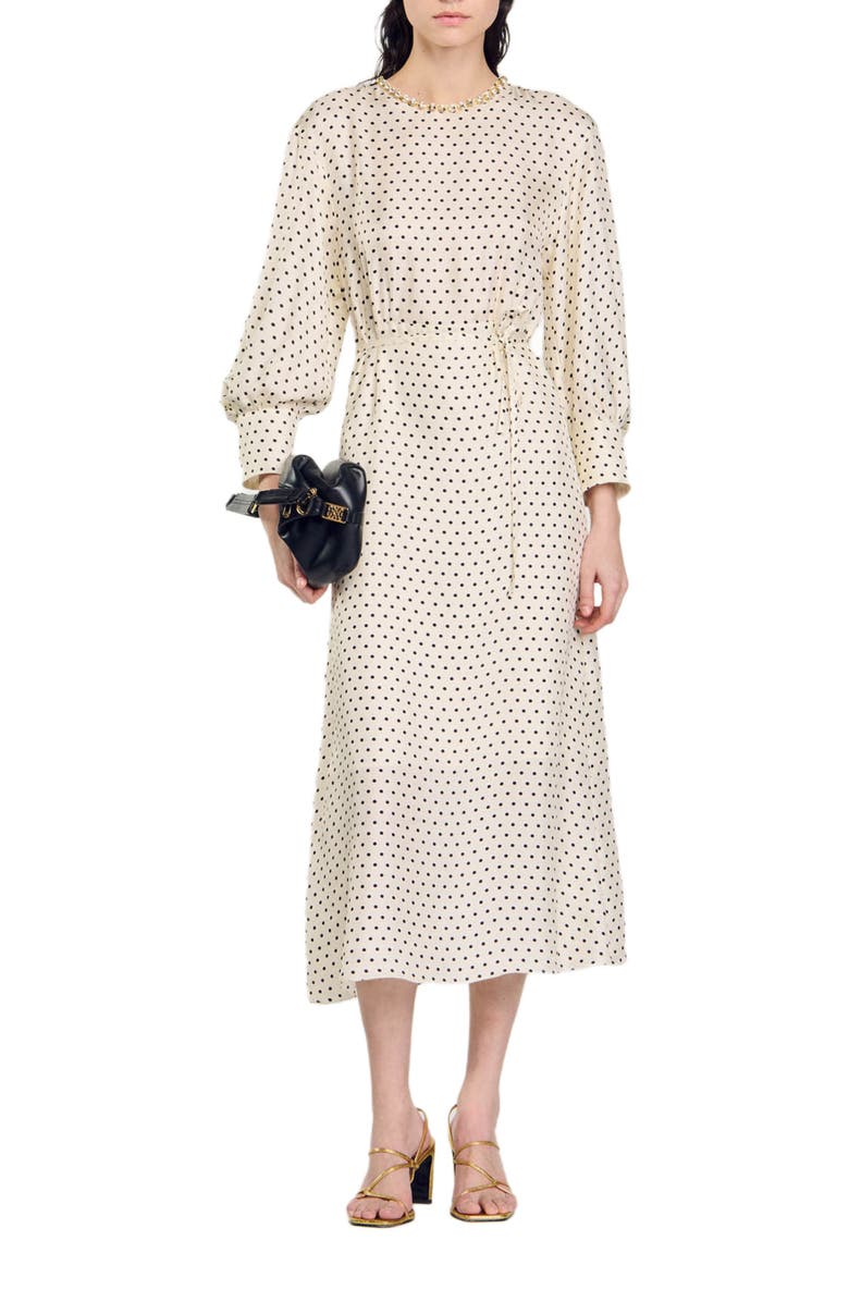 SANDRO Polka dot maxi dress, Alternate, color, 