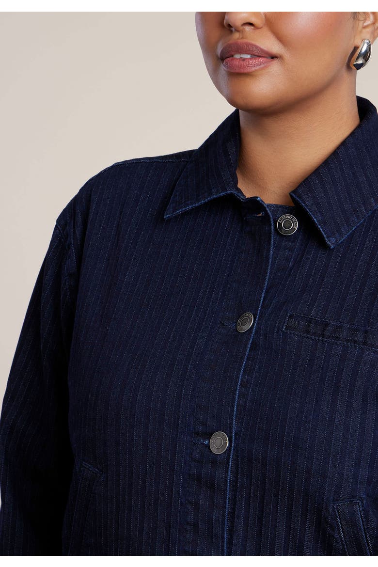 Striped Denim Trucker Jacket, Alternate, color, DARK WASH STRIPE