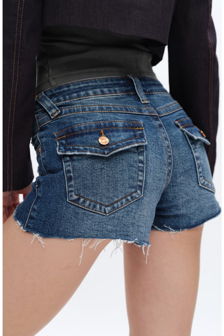 Zoe Distressed Cutoff Denim Shorts, Alternate, color, DARK BLUE