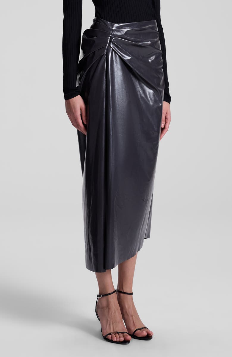 A.L.C. Tessa Ruched Faux Leather Maxi Skirt, Alternate, color, Smoke