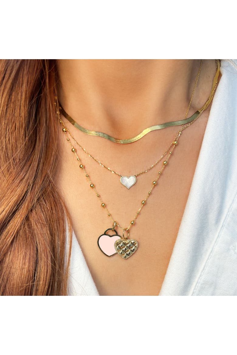 Pink Pearl Heart Padlock Charm, Alternate, color, Pink Pearl