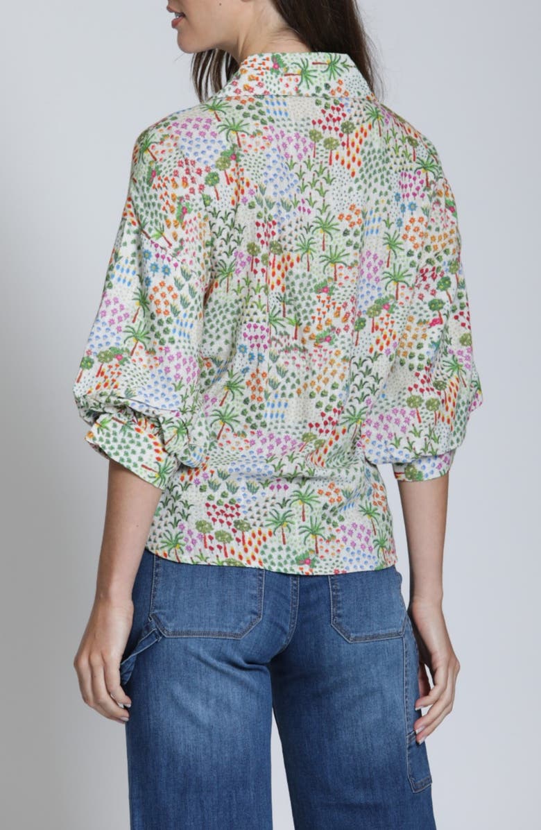 APNY Floral Print Woven Shirt, Alternate, color, Sage Green Multi