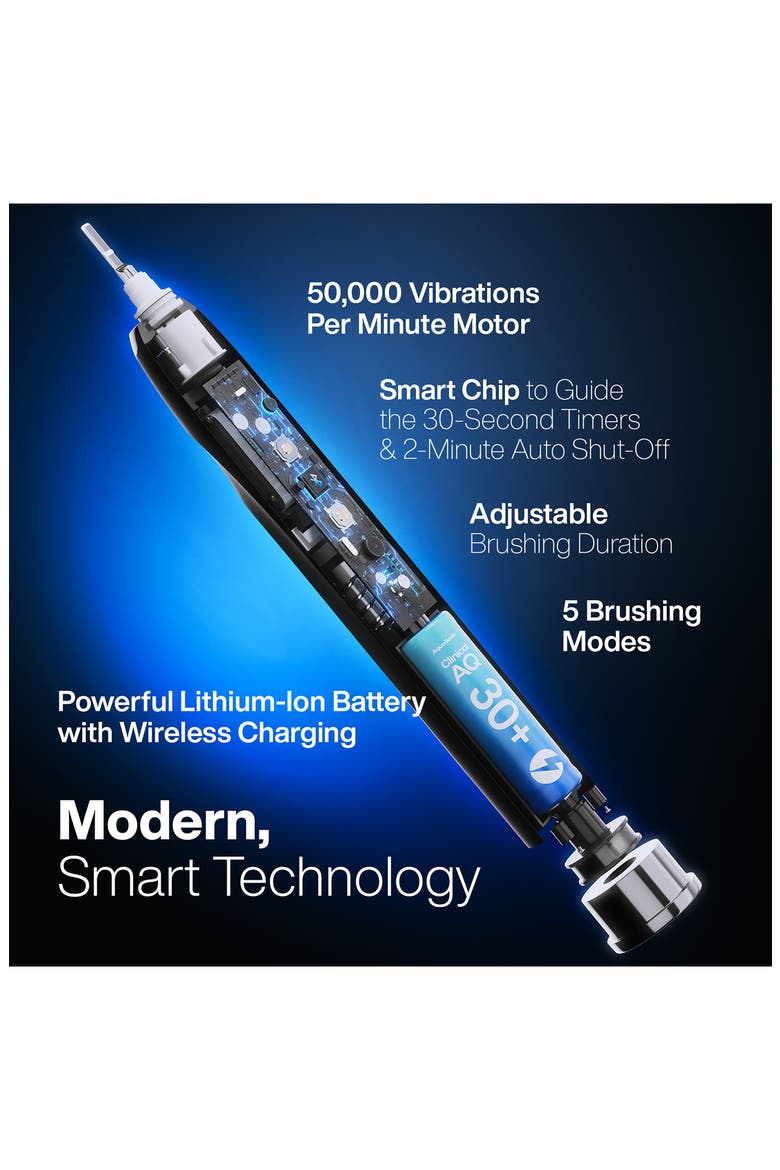Clinical AQ Ultra-Whitening Smart Electric Toothbrush with Touchscreen, Alternate, color, BLACK