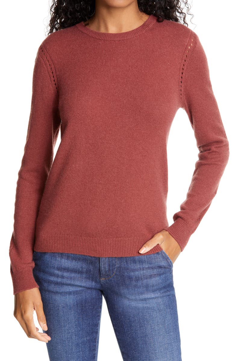 FRAME Pointelle Detail Wool & Cashmere Sweater, Main, color, 