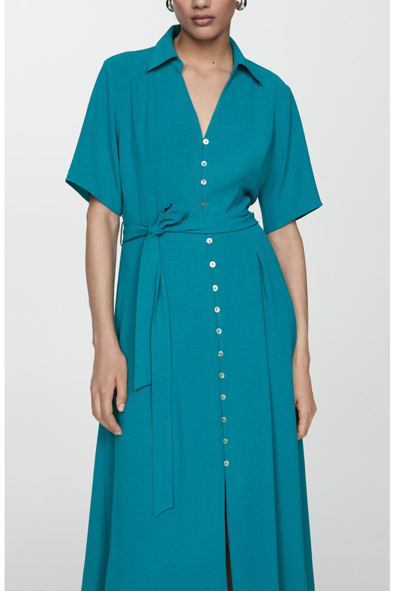 Belted Midi Shirtdress, Alternate, color, GREEN