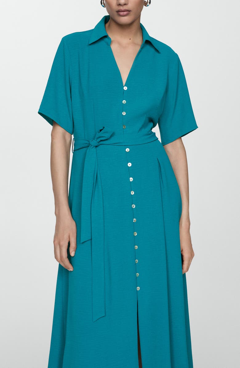 MANGO Belted Midi Shirtdress, Alternate, color,