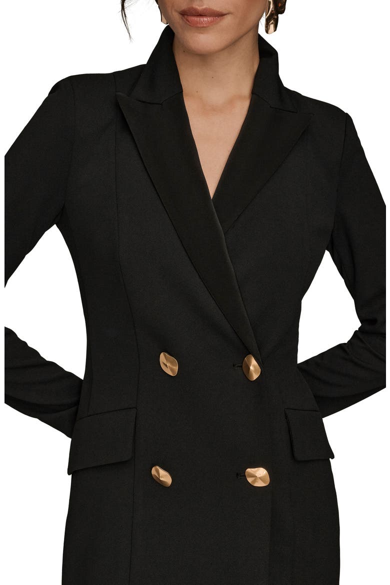 Double Breasted Long Sleeve Crepe Blazer Gown, Alternate, color, BLACK/ BLACK