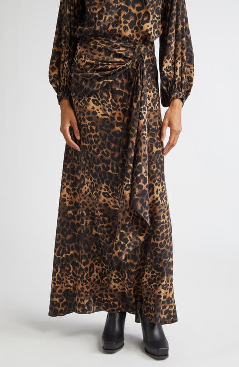 Wild Confidant Leopard Cosmology Silk Maxi Skirt