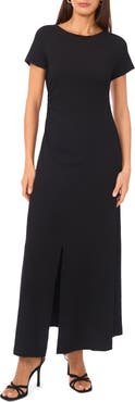 Vince Camuto Side Ruched Stretch Cotton Maxi Dress
