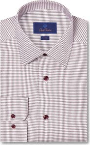 David Donahue Trim Fit Jaspé Micro Twill Cotton Dress Shirt