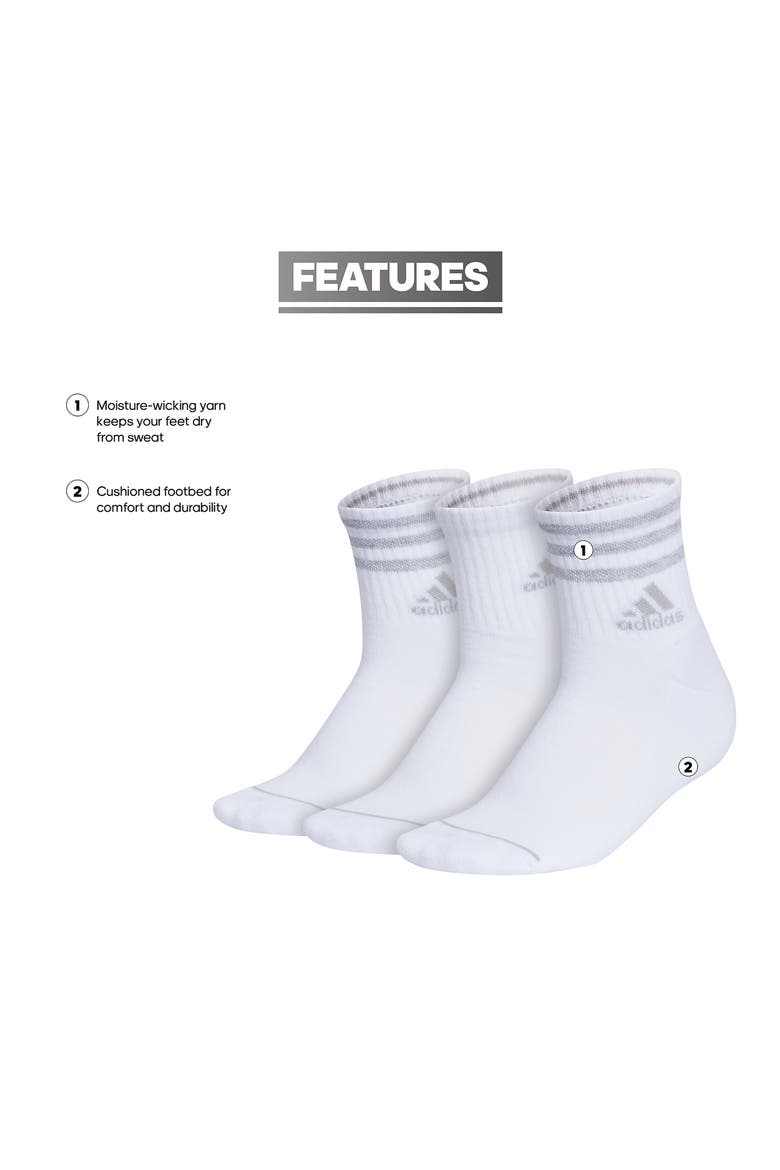3-Pack AEROREADY Cushioned High Quarter Socks, Alternate, color, WHITE