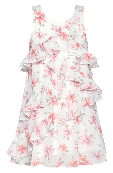 Kids' Floral Print Ruffle Dress