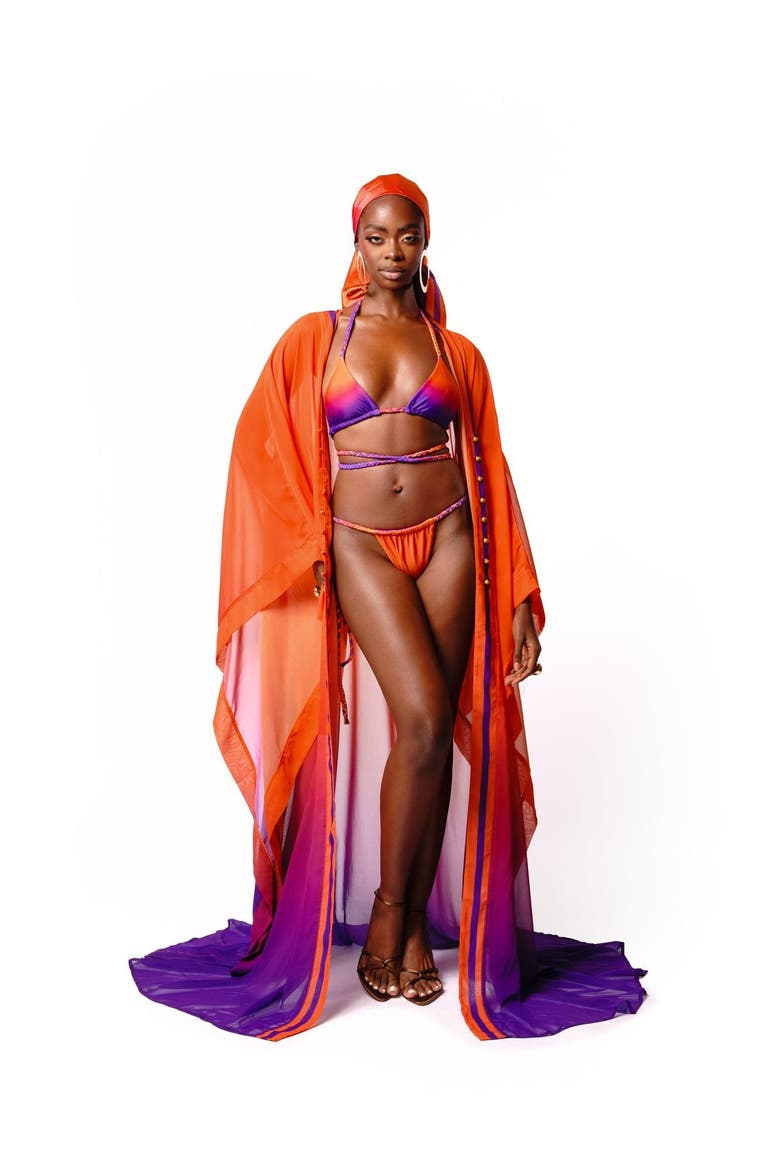 Luna Chiffon Kaftan, Alternate, color, Orange