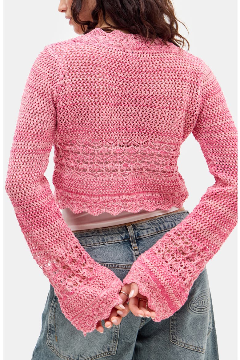 Open Stitch Tie Front Cardigan, Alternate, color, PINK