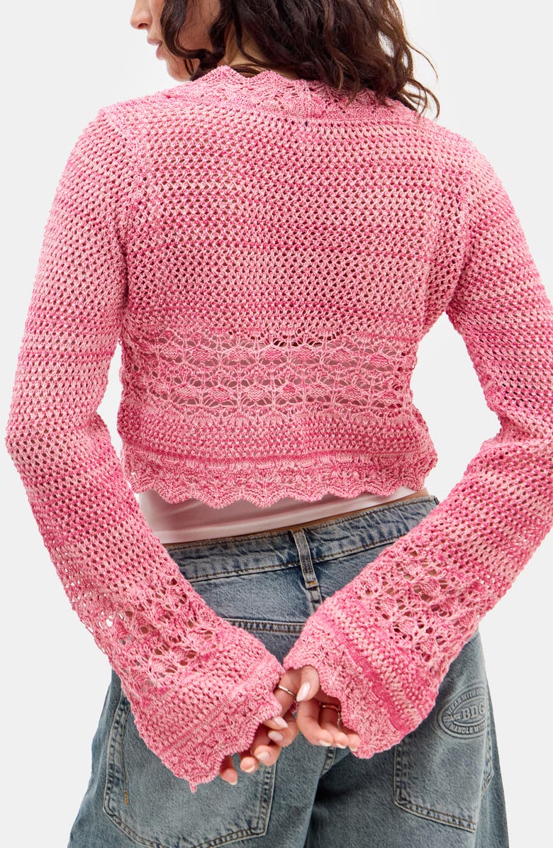 BDG Urban Outfitters Open Stitch Tie Front Cardigan, Alternate, color, Pink