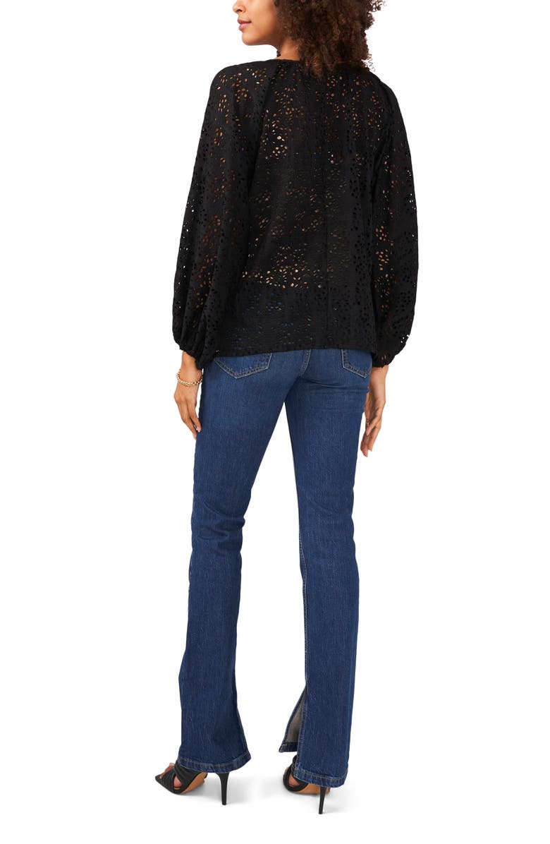 Vince Camuto Lace Slit Sleeve Top, Alternate, color, 