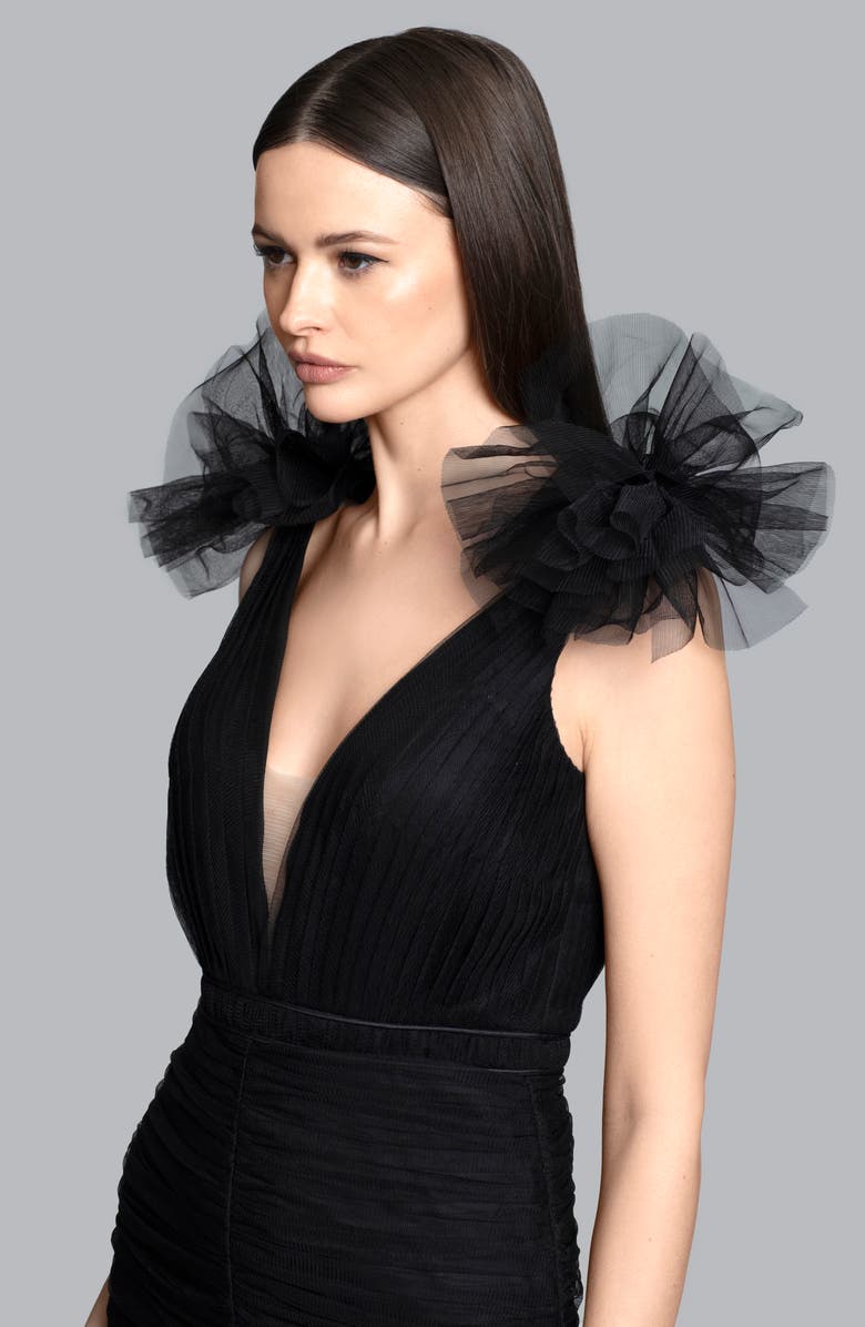 Ghrail Bronx Illusion Inset Tulle Cocktail Dress, Alternate, color, Black