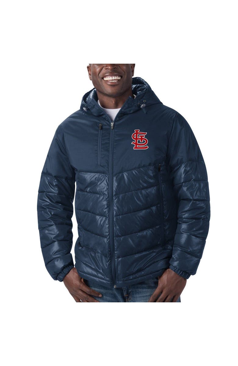 G-III SPORTS BY CARL BANKS Men's G-III Sports by Carl Banks Navy St. Louis Cardinals Storm Hoodie Full-Zip Puffer Jacket, Alternate, color, 