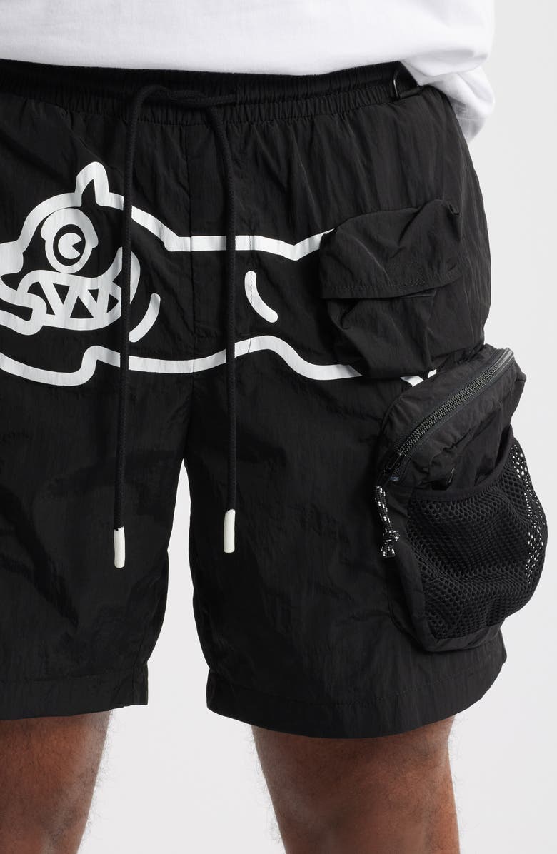 ICECREAM Running Dog Graphic Cargo Hiker Shorts, Alternate, color, Black