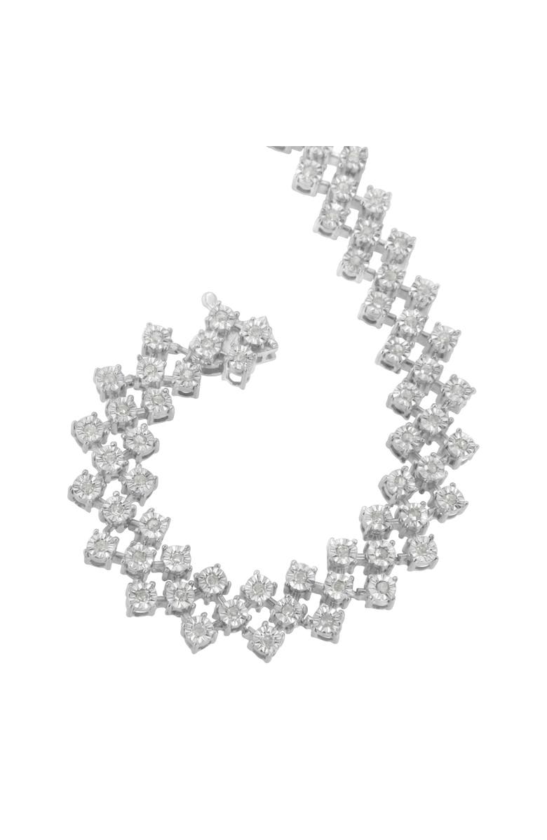 Haus of Brilliance Silver 1.0 cttw Miracle-Set Round Diamond "Zig Zag" Link Bracelet, Alternate, color, White