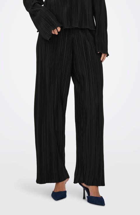 Pery High Waist Plissé Flare Leg Pants