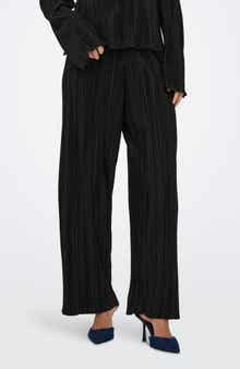 Only Pery High Waist Plissé Flare Leg Pants