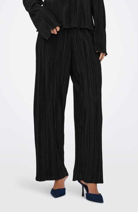 Only Pery High Waist Plissé Flare Leg Pants