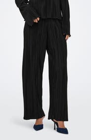 Only Pery High Waist Plissé Flare Leg Pants