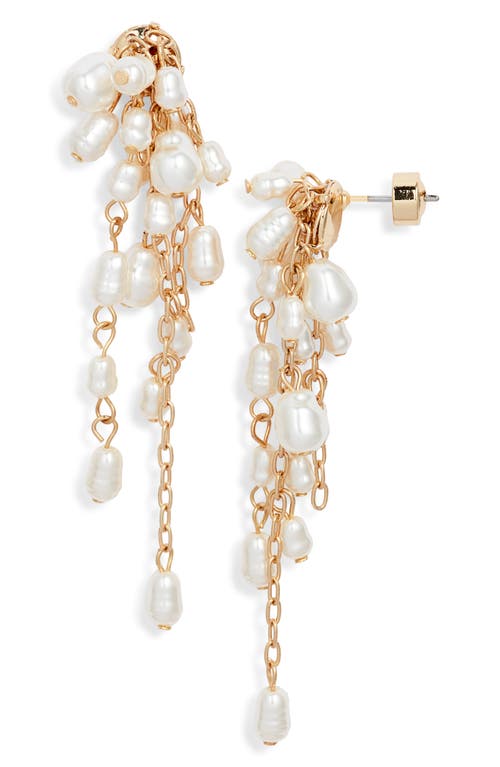 Nordstrom Faux Pearl Cascading Drop Earrings In White- Gold