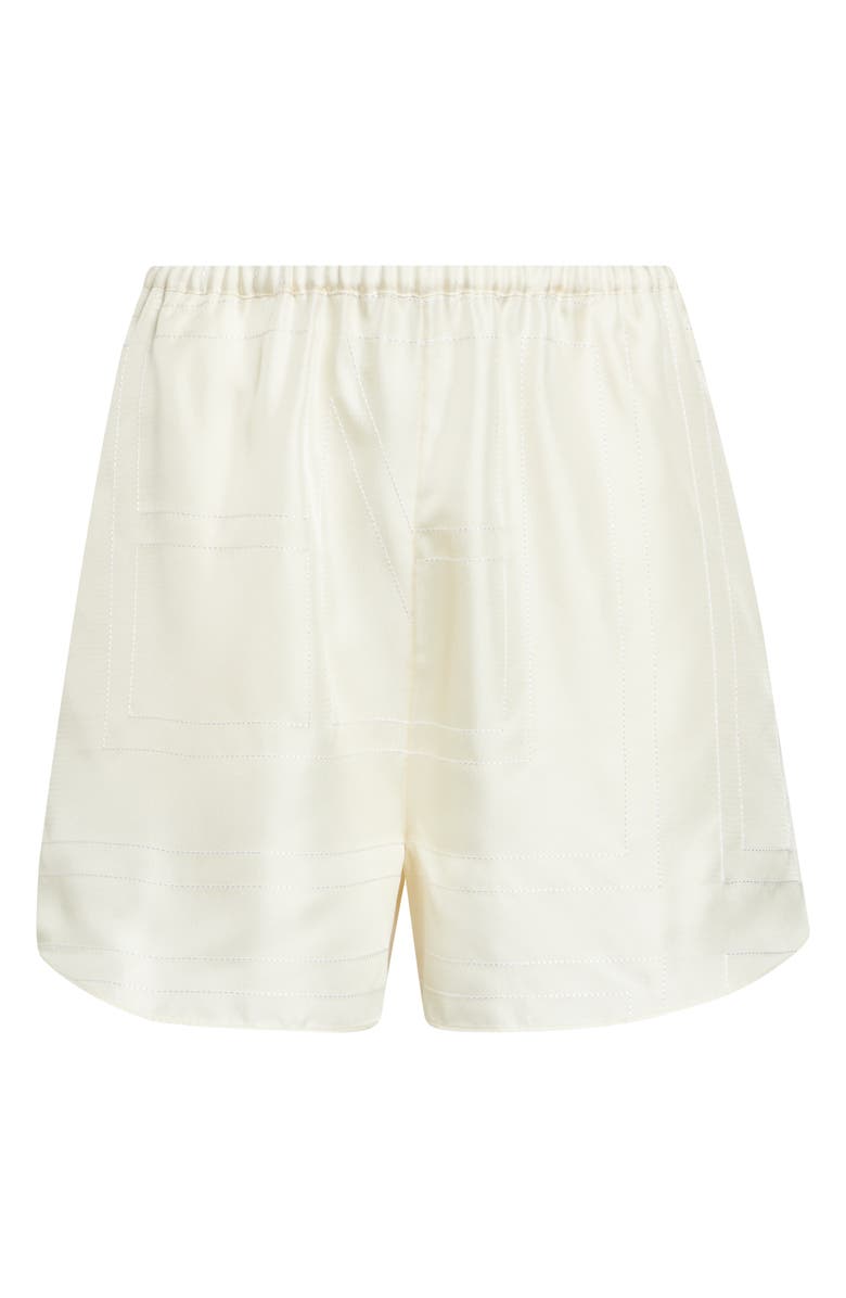 TOTEME Monogram Organic Silk Pajama Shorts, Alternate, color, Cream