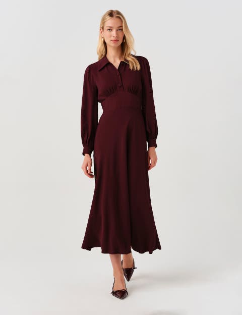 Wendy Crepe Collared Midi Dress