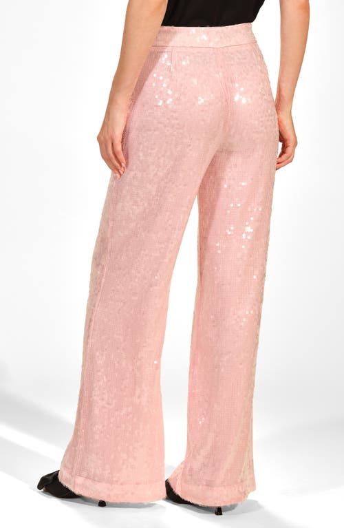 Isaac Mizrahi New York Sequin Wide Leg Pants In Pink
