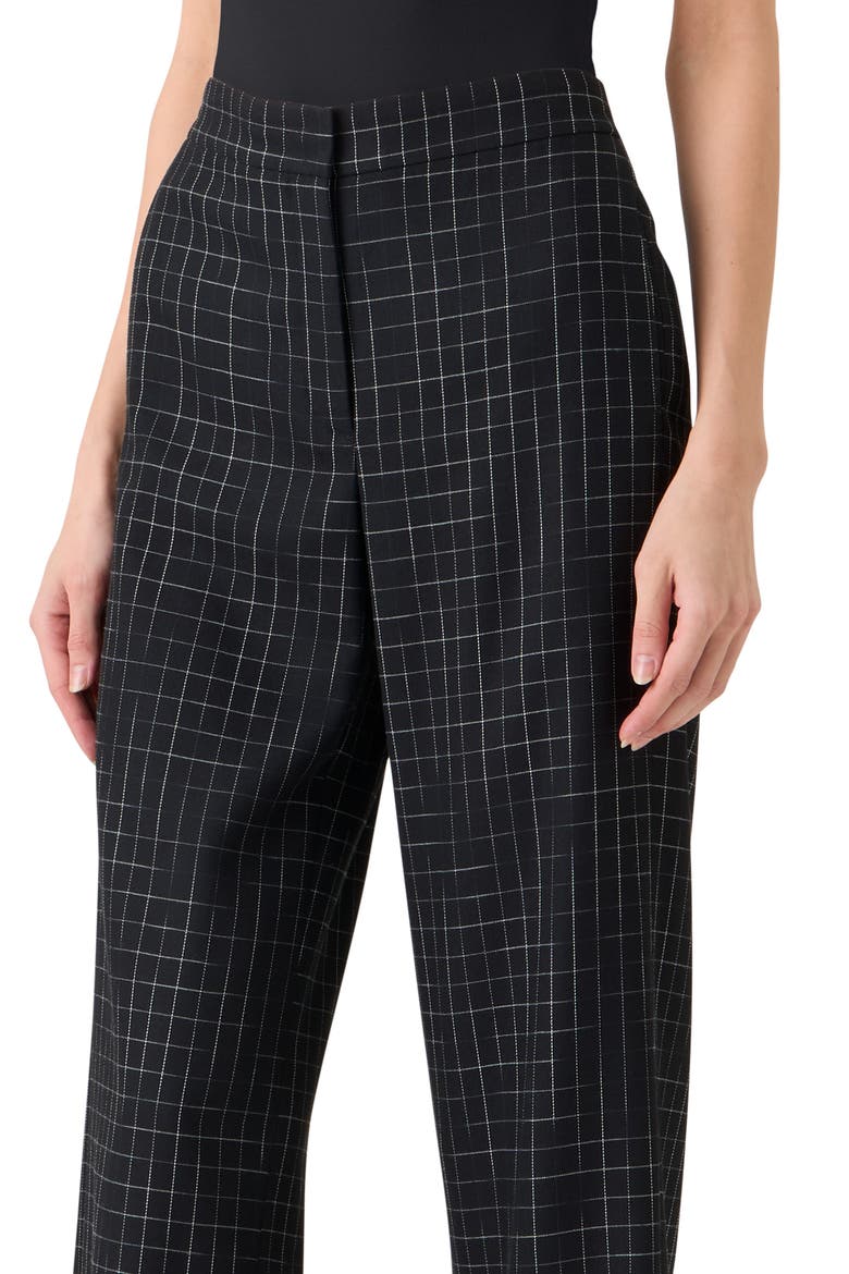 Broken Check Twill Crop Pants, Alternate, color, BLACK-CREAM