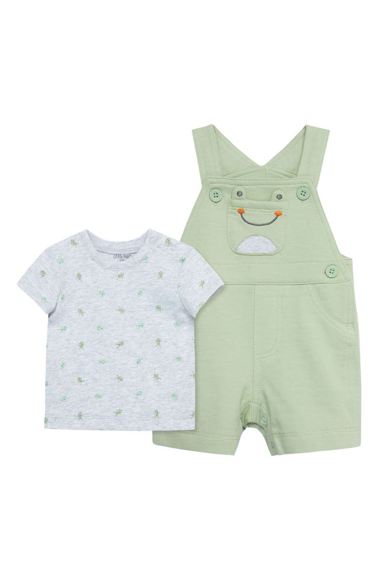 Little Me Frogs T-Shirt & Overalls Set, Main, color, 