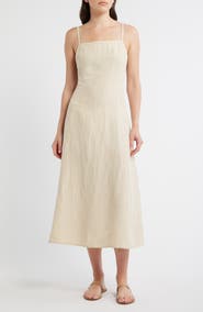 Marine Layer Luca Stripe Linen Blend Midi Dress