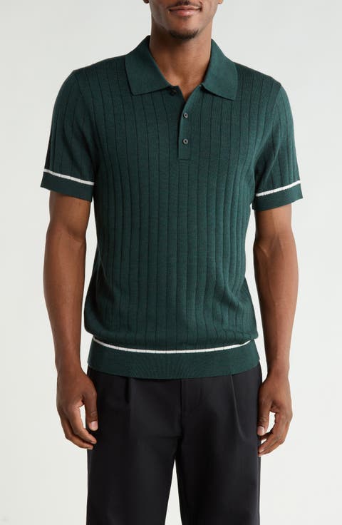 Ribbed Merino Wool Polo