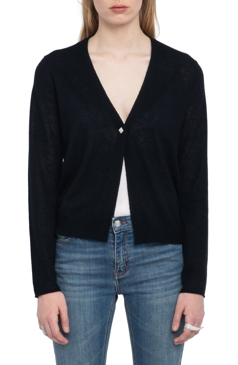 Zadig & Voltaire Manylla Cashmere Cardigan, Main, color, Black