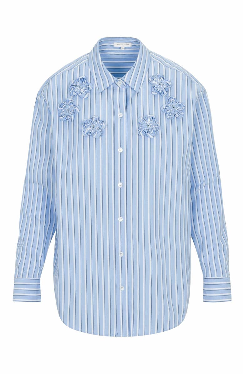 Rebecca Taylor Priya Poplin Shirt, Alternate, color, Blue Stripe Combo