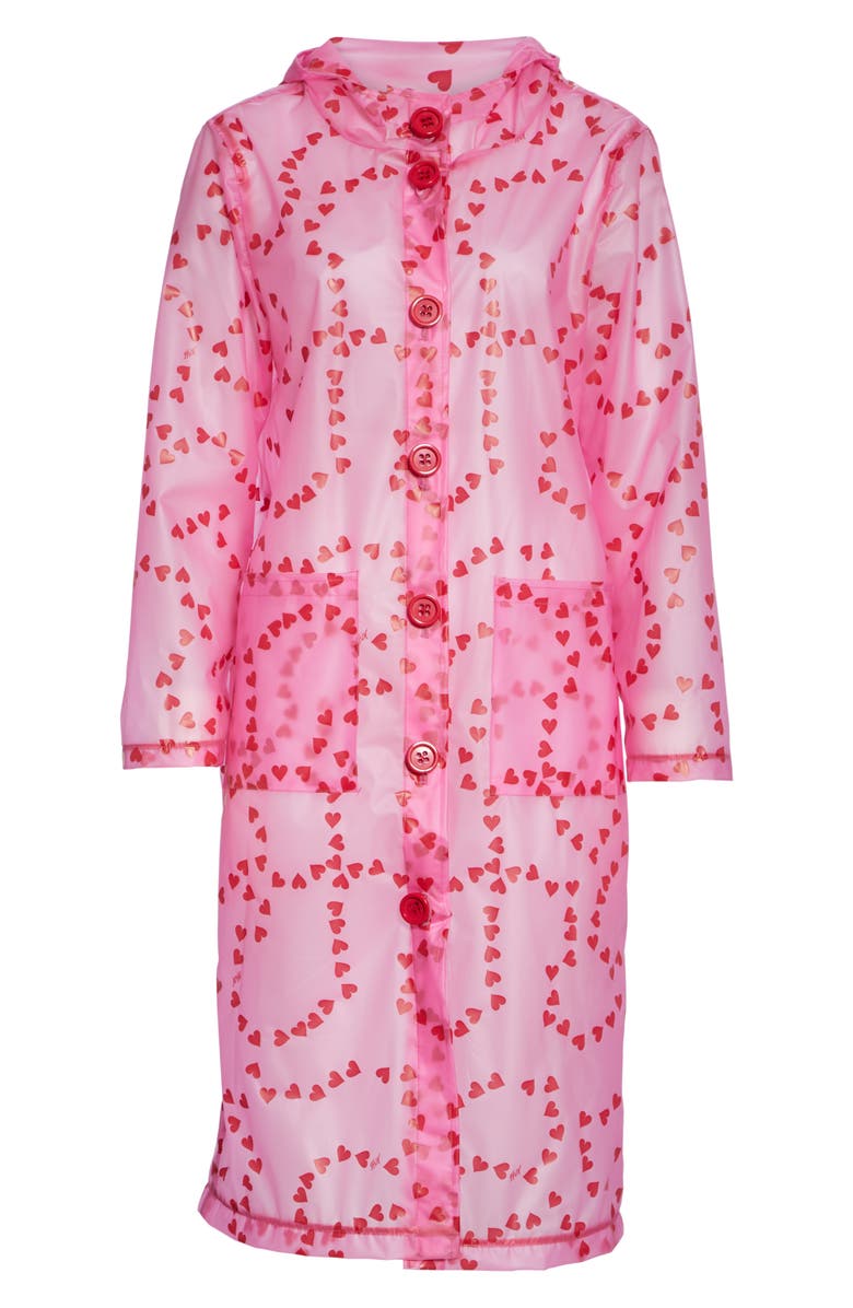 HVN Jack Heart Print Translucent Raincoat, Alternate, color,