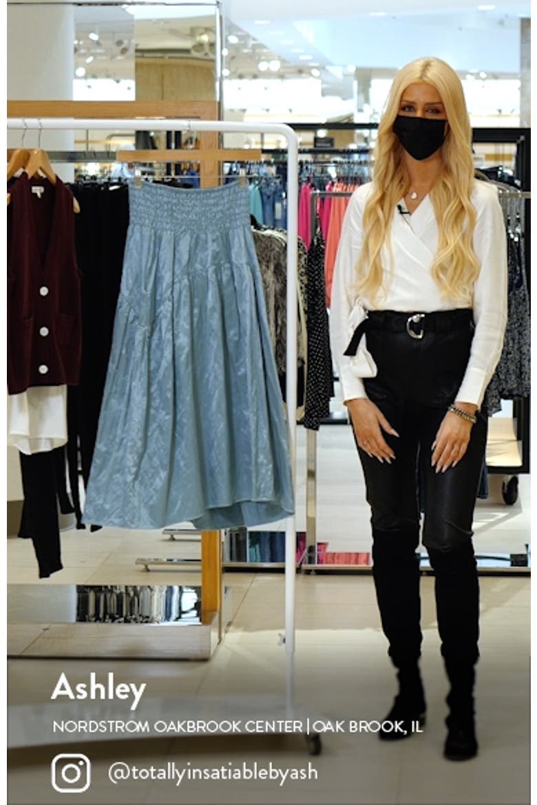 Metallic Smock Waist Tiered Cotton Blend Skirt video