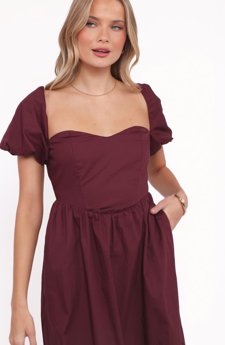 Petal & Pup Remira Puff Sleeve Midi Dress, Alternate, color, Cherry