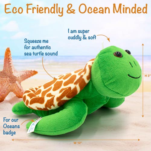 Shore Buddies Shelly The Sea Turtle 12" Stuffed Plush Toy W/ Authentic Animal Sounds In Green